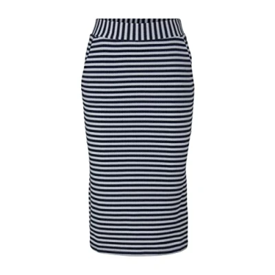 Image of TOM TAILOR Women&#039;s 1030359 Midi Skirt, 29275 Navy White Structure Stripe, 34
