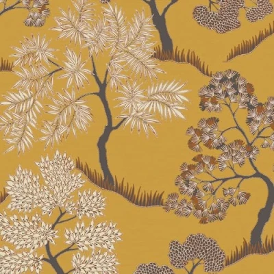 Image of Sublime Tree Floral Ochre Wallpaper Paste The Wall Contemporary Delicate entwining Trees Textured Vinyl Design Feature or 4 Suitable for Any Room