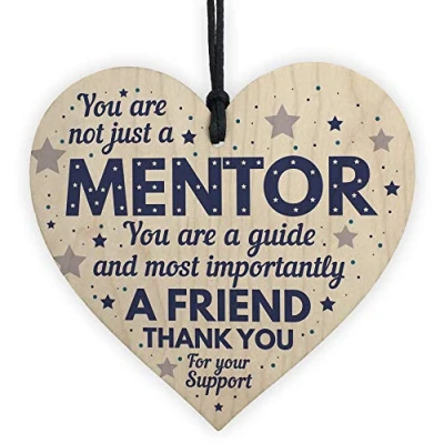 Image of RED OCEAN Mentor Thank You Gifts Wooden Heart Plaque Sign Gift For Teacher Coach Tutor Teaching Assistant End Of Term Leaving