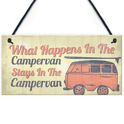 Image of RED OCEAN Campervan Camper Caravan Motorhome VW Gifts Travel Holiday Hanging Door Sign Friendship Gift