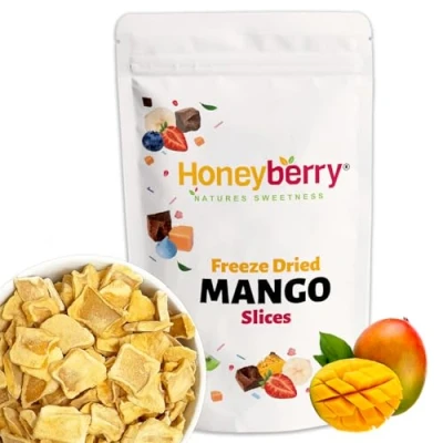 Image of Freeze Dried Mango Slices 100g 100% Pure and Natural Fruit Edible Tropical Chunks Dehydrated Chips Perfect for Snacking, Cocktail Garnish, Smoothies Desserts