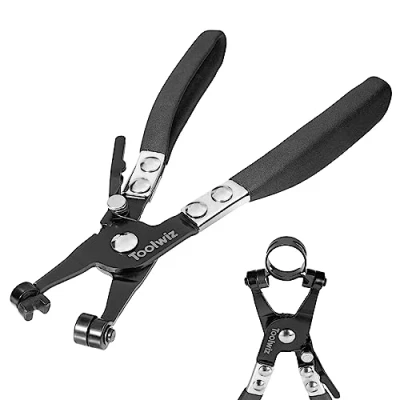 Image of Heavy Duty Hose Clamp Pliers Wire Clamps Removal and Installation Tool Auto Repairing for Car Water Pipe Ring Type Swivel Flat Band (Black)