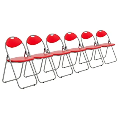Image of 6x Red Padded Steel Folding Chairs By Harbour Housewares