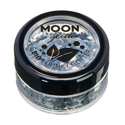 Image of Biodegradable Eco Chunky Glitter by Moon Silver Cosmetic Bio Festival Makeup for Face, Body, Nails, Hair, Lips 3g