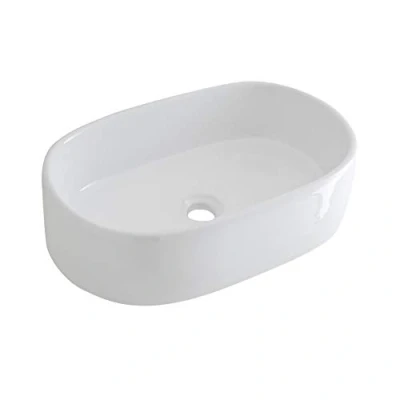Image of Milano Overton Modern White Ceramic Oval Countertop Bathroom Basin Sink 575mm x 360mm