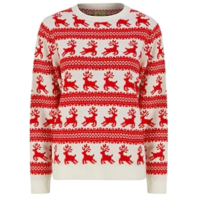 Image of Tokyo Laundry Women&#039;s Leaping Reindeers Motif Novelty Christmas Jumper Gardenia 14