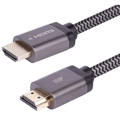 Image of Monoprice 8K Certified Braided Ultra High Speed HDMI 2.1 Cable 15 Feet Black 48Gbps, Compatible With Sony PS 5, 5 Digital Edition, Xbox Series X, and S