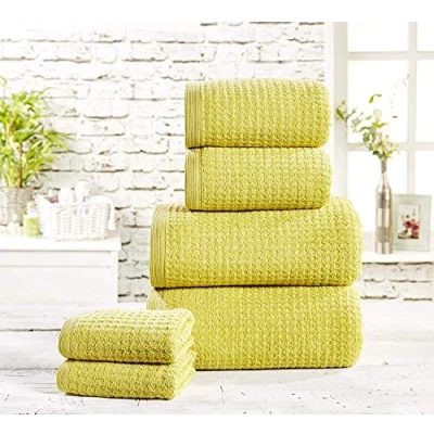 Image of Rapport Six Piece Waffle Towel Bale Set 480gsm, Cotton, Jive Green, 6pcs