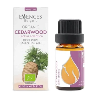 Image of Essences Bulgaria Organic Cedarwood Essential Oil 10ml Cedrus atlantica 100% Pure Natural Undiluted Therapeutic Grade for Aromatherapy with Diffuser Humidifier DIY Men Cologne