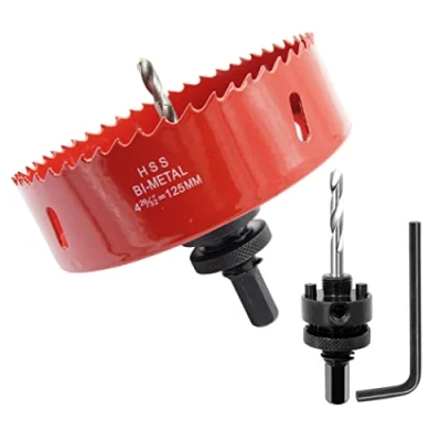 Image of 4.92 inch Hole Saw, LAIWEI 125mm Cutter, with A2 Heavy Duty Mandrel, 4341 Drill bit for Drilling Wood, Sheet Metal, Aluminum Profiles, Drywall, PVC and Other Materials (4 15/16 125mm)