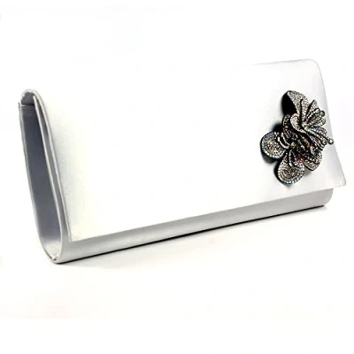 Image of Ladies Ankara Silver Satin Bag