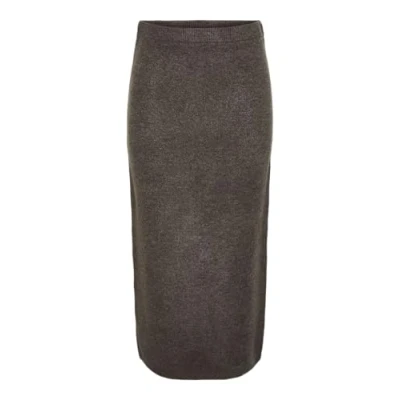Image of PIECES Women&#039;s Pcnuna Mw Ankel Slit Knit Skirt Bc, Morel/Detail: mélange, L