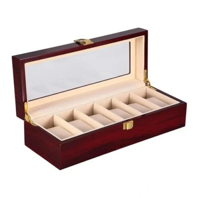 Image of Watch Display Storage Box Jewelry Collection Case Organiser Holder for Men Wooden