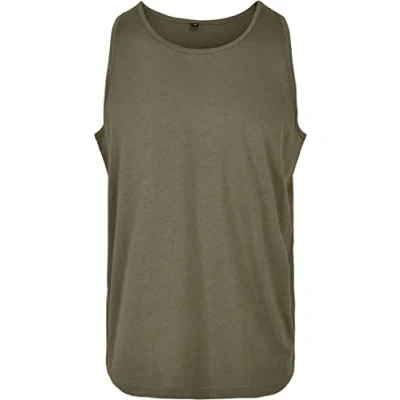 Image of Build Your Brand Men&#039;s Basic Tank T Shirt, Olive, S