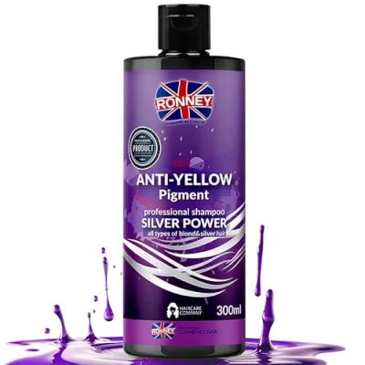 Image of RONNEY Purple Shampoo for Blonde Hair Professional No Yellow Bleached Hair, Eliminate Brassy Tones &amp; Tint Silver Grey that Lightens Add Shine 300 ML