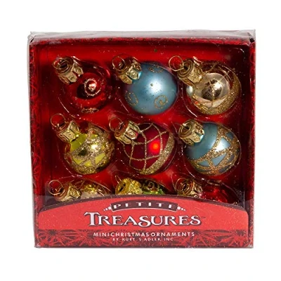 Image of Kurt S. Adler Petite Treasures Multicolored Glass Mini Balls Christmas Ornament Set of 9 C1899