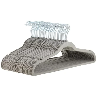 Image of Amazon Basics Slim Velvet Non Slip Suit Hangers Grey, 50 Pack
