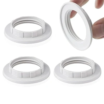 Image of Plastic Lamp Shade Reducer Ring, E27 Light Fitting Lampshade Washer Adaptor Converter, Screw Bulbs Holder Twist Lock Socket Replacement Ring White,4pcs