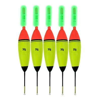 Image of 5 Pcs 30g EVA Foam Fishing Floats + 10 Glow Sticks Long Vertical Luminous Night For Carp Bass
