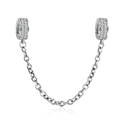 Image of ZiNuo Charm Beads Love Heart Safety Chain 925 Sterling Silver Clip Lock Stopper for Pandora Bracelet DIY Jewelry (J)