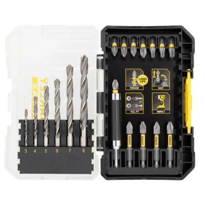 Image of STANLEY FATMAX Screwdriver Drilling Bit Set for Metal Wood and PVC Includes a Small ToughCase Shaker Box Compatible with Pro Stack TSTAK (19 Pieces) STA88554