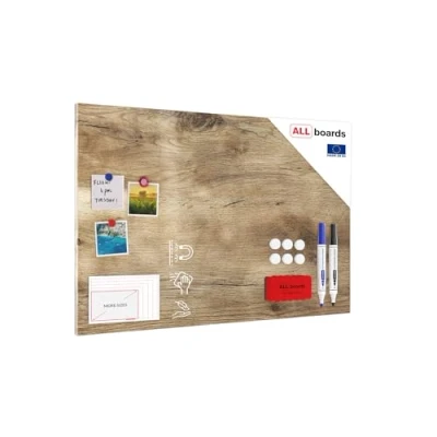Image of Magnetic Boards MetalBoard Wood, Wood Grain, Wooden Surface 90x60cm a Metal Poster for All Types of Magnets + Set Accessories Included