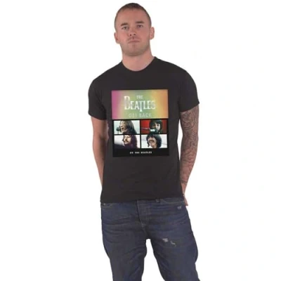 Image of The Beatles T Shirt Get Back Album Faces Gradient Official Mens Black L