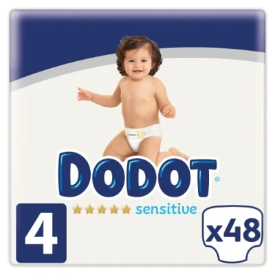 Image of DODOT Sensitive Diapers, 9 to 14 kg, White, Size 4, Vanilla, 48 Count