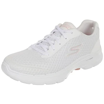 Image of Skechers Women&#039;s GO Walk 6 Iconic Vision Sneaker, White, 4.5 UK