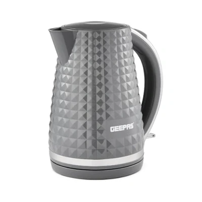 Image of Geepas 1.7L Cordless Electric Kettle 2200W Textured with 360 Rotational Base Concealed Heating, Auto Shut Off &amp; Boil Dry Sensor Space Saving Cord Storage and LED Indicator Grey