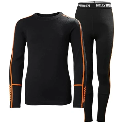 Image of Helly Hansen Boy&#039;s Jr Lifa Merino Midweight Set Pants, BLACK, 12 UK