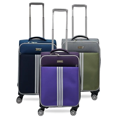 Image of Infinity Leather Unisex Lightweight Cabin 4 Wheel Soft Luggage Travel Bag Purple Lace One Size