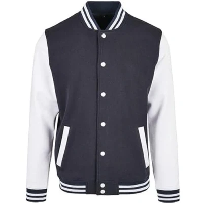 Image of Build Your Brand Men&#039;s Bb004 basic College Jacket, Navy/White, M