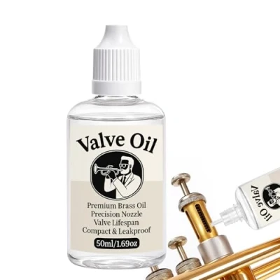 Image of Brass Valve Oil 1.76oz for Trumpet, Trombone, French Horn, Tuba, Euphonium, All Instruments Accessories and Rotor Lubricant Odorless, Corrosion Protection Formula Easy to Use (50ml)