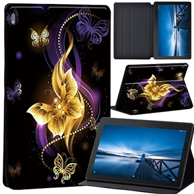 Image of Design Case for Lenovo Tab M10 TB X605F/ X605L/ X505F/ X505L Leather Tri Fold Stand Cover 10.1 Inch Tablet (golden butterfly)