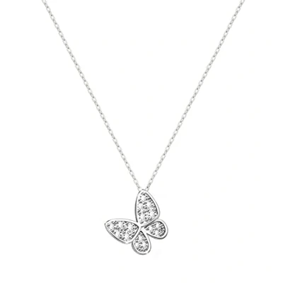 Image of KristLand Silver Butterfly Pendant Necklaces 925 Sterling Adjustable Chain Necklace with Sparkly Zirconia Stone Birthday Gifts for Ladies Girls