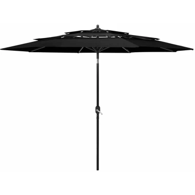 Image of vidaXL 3 Tier Garden Parasol with Aluminium Pole Black m