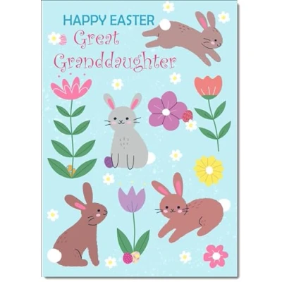 Image of doodlecards Great Granddaughter Easter Card Happy Bunnies Medium Size with Plain Envelope