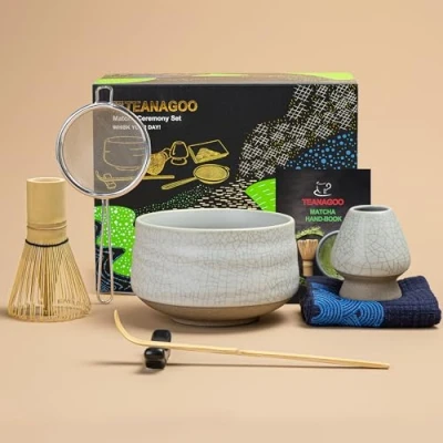 Image of TEANAGOO Japanese Tea Set, Matcha Whisk Bowl Bamboo (Chasen), Scoop (chashaku), Holder, Making Kit. MSB 5,