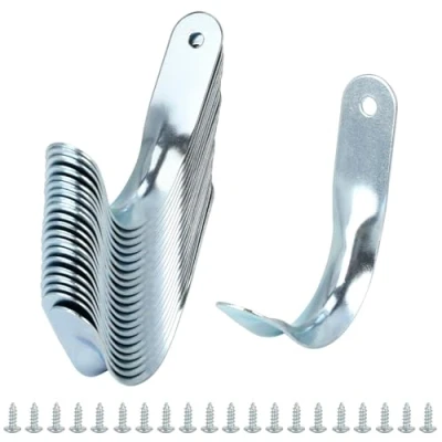 Image of QWORK® 20 Pack Metal Storage Hooks Tool Single with Screws Ideal for Shed Garage Garden