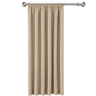 Image of AMEHA Blackout Single Panel Curtain Pencil Pleat Cream Curtains for Bedroom 66x84 Inch Thermal Insulated Super Soft Door with Tieback