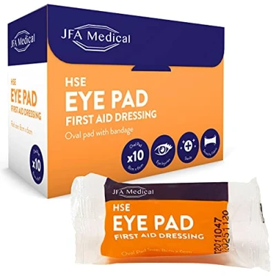 Image of JFA Medical HSE Eye Pad First Aid Bandage Dressing Pack of 10 Bandages