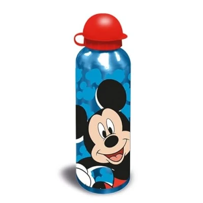 Image of Disney Mickey Mouse Water Bottle for Boys Lightweight Leakproof Aluminium Drink Blue Non Spill, Reusable, BPA Free Ideal School, Sports, Nursery 21cm