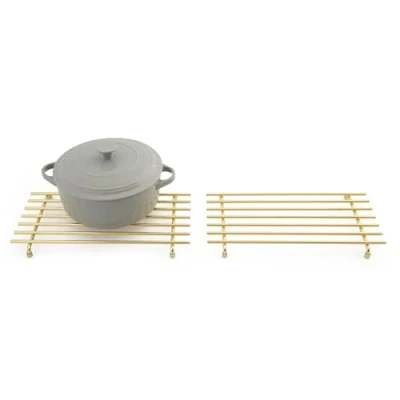 Image of simplywire Trivet Pack of 2 Heat Resistant Kitchen Worktop Protectors Large Light Gold