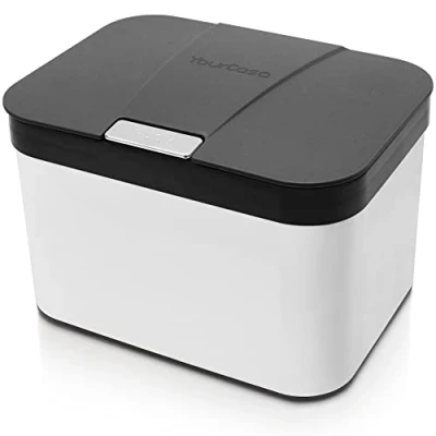 Image of YourCasa® Compost Bin,4.3 L,for Everyday Organic Waste in the Kitchen,Dishwasher proof Inner Insert,Odour &amp; Washable,Stainless Steel Bin with Lid Kitchen (Black)