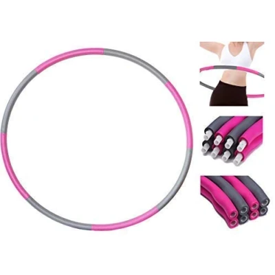 Image of GadgetZone® 1.2KG Exercise Hula Hoop Padded Fitness Equipment Home Gym Workout Weighted 8 Parts Portable Compact Pink/Grey