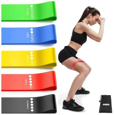 Image of Resistance Bands [Set of 5], Band for Women and Men, Skin Friendly Fitness Exercise Loop 5 Levels Legs Glutes,Arms,Pilates,Yoga (BLACK RED YELLOW BLUE GREEN)
