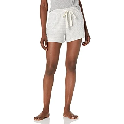 Image of Amazon Essentials Women&#039;s Lightweight Lounge Terry Pyjama Shorts, Grey Heather Stripes, S