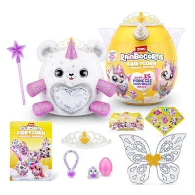 Image of Rainbocorns Fairycorn Princess Series 6 Gemmie the Polar Bear Collectible Plush Magical Fairy Surprises, Cuddle Stuffed Animal, Stickers (Polar Bear)