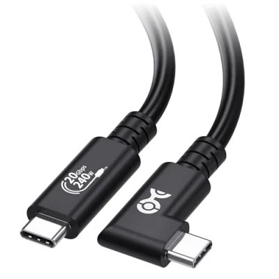 Image of Cable Matters [USB IF Certified] 20Gbps Right Angle USB 4 2m, with 8K Video, 240W Charging, Compatible Thunderbolt Cable, iPhone 15 Pro Max, Apple Vision Pro, MacBook, XPS, Surface
